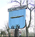 TM2185 : Pulham st. Mary village sign by Adrian S Pye