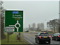 Roundabout sign on A580 East Lancs road