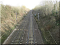 The downline from the railway bridge at Newton Greenway