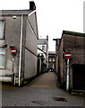 No entry to a narrow lane to Talbot Street, Maesteg