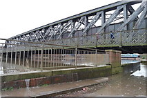 SJ6087 : The Mersey breaches its wall at Bridgefoot by Matt Harrop