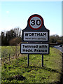 Wortham Village Name sign