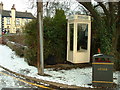 Kingston White Public Telephone Box in the Snow