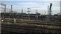 TQ1984 : Sidings and distant view of Wembley Stadium, Stonebridge Park by Christopher Hilton