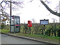 Telephone, post box and notice board in Chapel Road, Saxtead