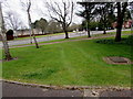 Tyre marks on the grass between Heol Aradur and Danescourt Way, Cardiff