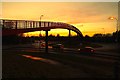 Footbridge at sunset, Westbrook, Warrington