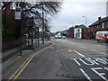 Bus stop and shelter on Stamford Street (A635), Stalybridge