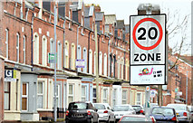 J3472 : 20 mph zone sign, Fitzroy Avenue, Belfast (March 2015) by Albert Bridge