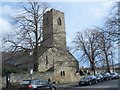 NY9864 : The tower and west end of St. Andrew's Church, Corbridge by Mike Quinn