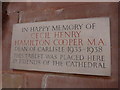 NY3955 : Carlisle Cathedral: memorial (15) by Basher Eyre