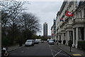 TQ2679 : View of Hyde Park Barracks tower from Princes Gate by Robert Lamb