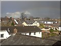 A faint rainbow over the houses of Cullompton