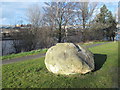 NZ2462 : Fishy stone, Gateshead Riverside Park by Mike Quinn