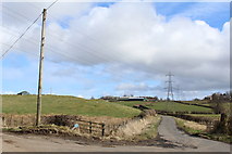 NS3854 : Road junction near Coldstream Farm by Leslie Barrie