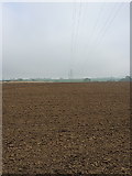 SP4980 : Power lines near Glebe Farm by Richard Law