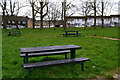 Picnic table beside recreation ground at New Addington