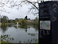 SP8633 : Lake and information at Bletchley Park, Milton Keynes by Richard Humphrey
