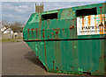 A waste paper recycling skip in Bone Hill car park, Mondeville Way, Northam