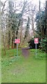 Signs at footpath in The Swell