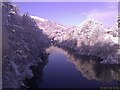 ST1283 : Snowy picture looking up River Taff from bridge by Tori Sweet