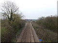 TM0263 : Railway off Bacton Road by Geographer