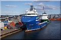 NJ9406 : Rig support vessels in Victoria Dock, Aberdeen by Mike Pennington