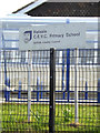 TM3864 : Kelsale C.E.V.C. Primary School sign by Geographer