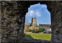 ST7345 : Nunney Castle: Looking to  All Saints Church by Michael Garlick