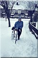 TQ3008 : Snow and a Cyclist by Peter Jeffery