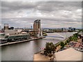 SJ8097 : Manchester Ship Canal and Lowry Bridge at Salford Quays by David Dixon