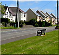 Metal bench alongside the B4328 in Whitland