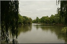 TQ3470 : View along the boating lake in Crystal Palace Park by Robert Lamb