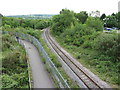 Footpath and railway line in Ystrad Mynach