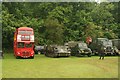 View of a Routemaster bus and a line of military lorries in the St Albans Steam and Country Show #2