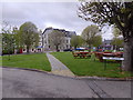 Picnic tables on The Square, Tomintoul