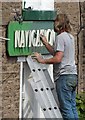 Cleaning the pub sign