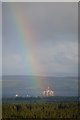 NH7168 : Oil Rig and Rainbow by Andrew Tryon
