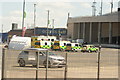 View of the ambulance park for the Colour Run from Engineer