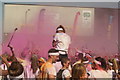 View of a small colour throw in front of the stage at the Colour Run #7