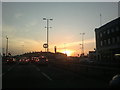 View of the sunset from the traffic lights at Gants Hill Roundabout