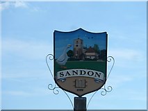 TL3234 : Sandon village sign by Bikeboy