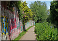 Graffiti covered wall along the Oxford Canal