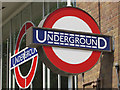 Underground signs at White City Station