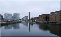 SJ3389 : Reflections of Liverpool in Canning Half Tide Dock by Anthony Parkes