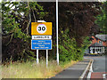 Llangurig Village Name sign on the A44