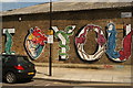 View of "I Heart You" on the side wall of a garage on Wallis Road from Berkshire Road