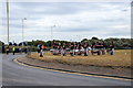 Samba band playing at the Weld Road roundabout, Birkdale