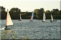 TQ4590 : View of sailing boats on the lake in Fairlop Waters #4 by Robert Lamb