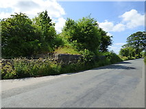 SD9650 : Heslaker Lane: Old railway bridge abutment by Dr Neil Clifton